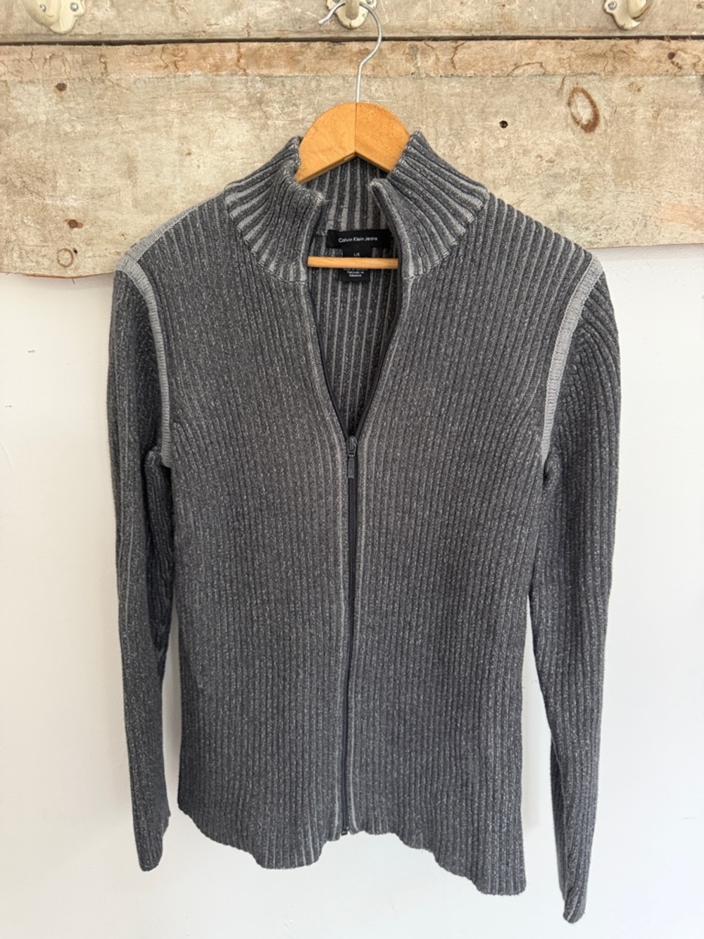 Calvin Klein Ribbed Zip-Up Sweater